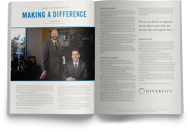 Diversify being featured in the October 2014 issue of Utah Business Magazine